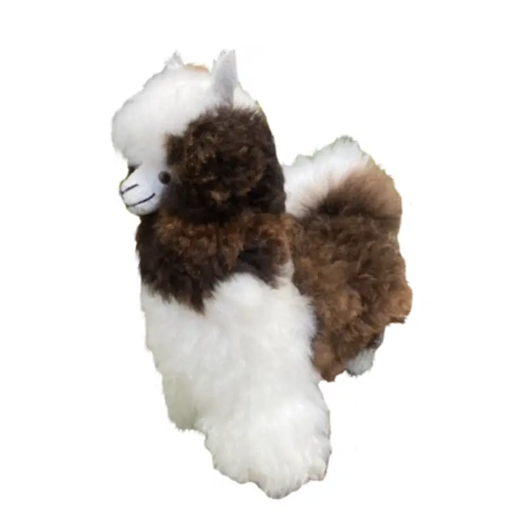 Brown and white alpaca plush animal from Blue Meadow Llamas